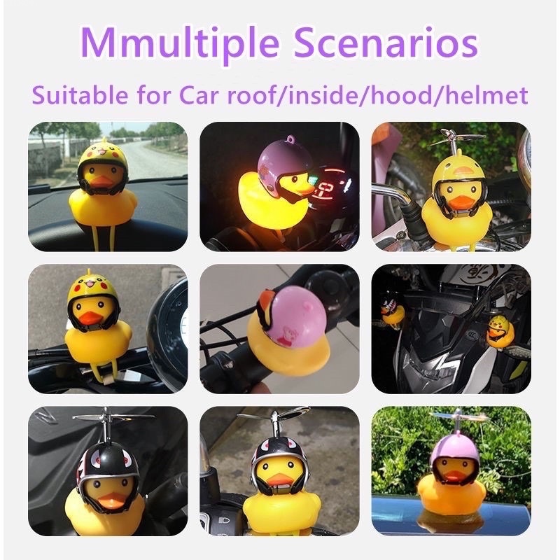 Breaking Wind Duck Glowing Yellow Duck With Helmet Light Horn Bicycle Handle Accessories Decoration Shopee Philippines