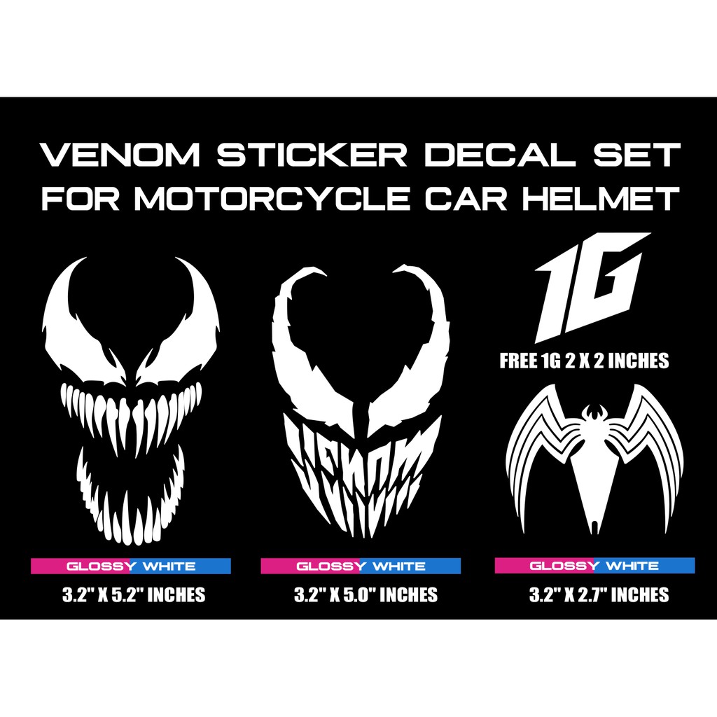 VENOM STICKER DECAL SET FOR CAR MOTORCYCLE HELMET | Shopee Philippines