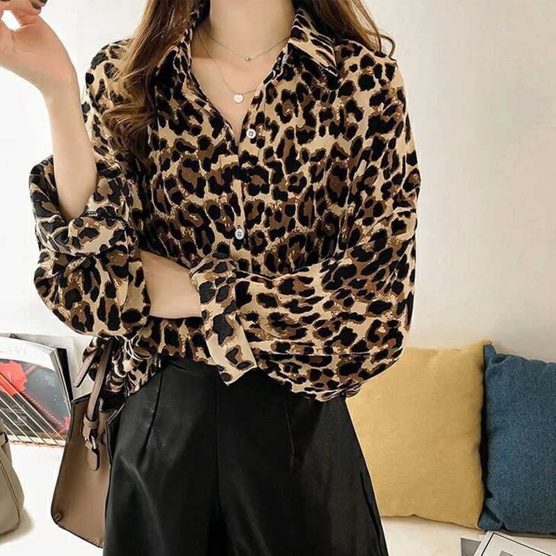 Long sleeve leopard print top discount