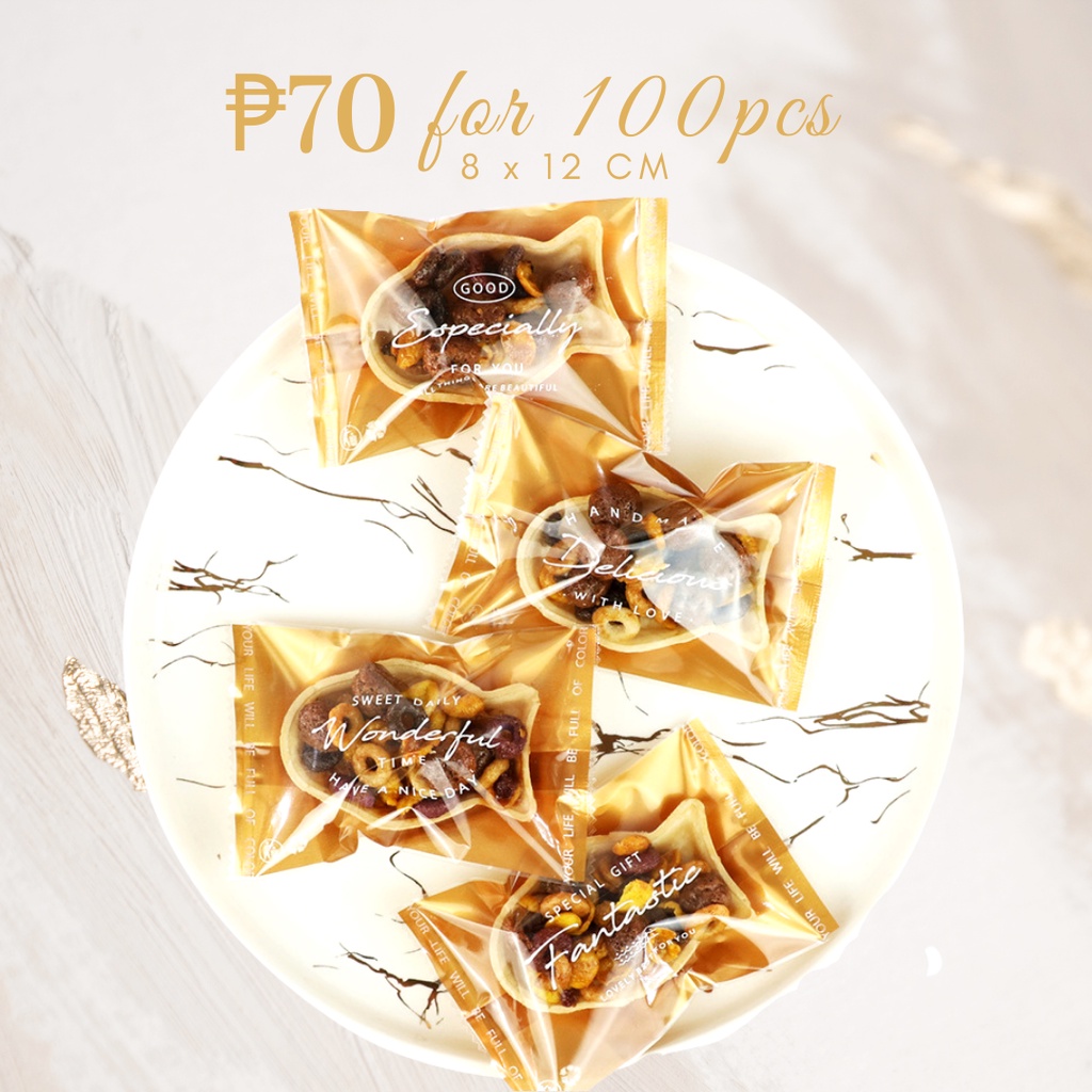 FP1360 (100pcs) 8x12 CM Gold Delicious Candy Cookie Plastic Bag for ...