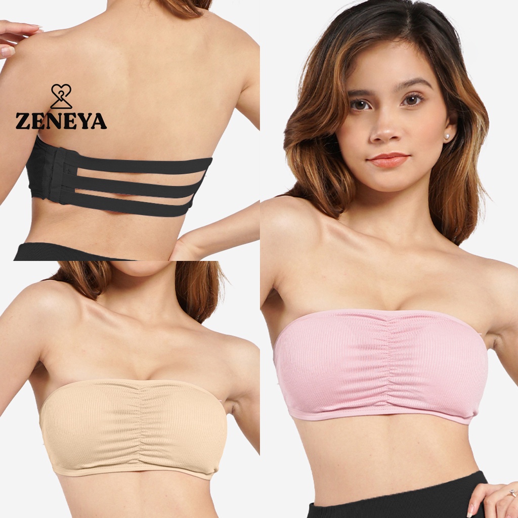 Zeneya Backless Strapless Tube Bra Brassiere Bralette For Women Set Push Up  Bandeau Top 812