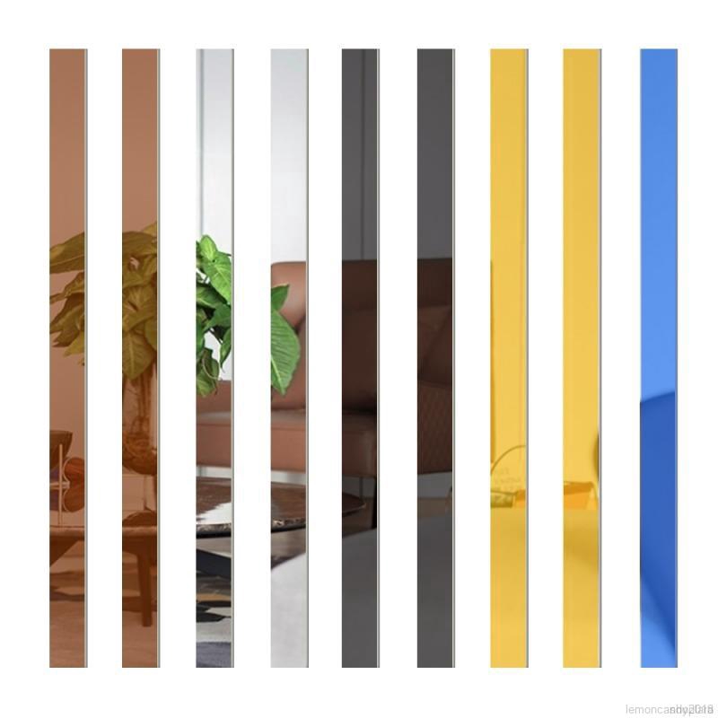 10Pcs/Set Striped Design Mirror Stickers Self Adhesive Removable ...