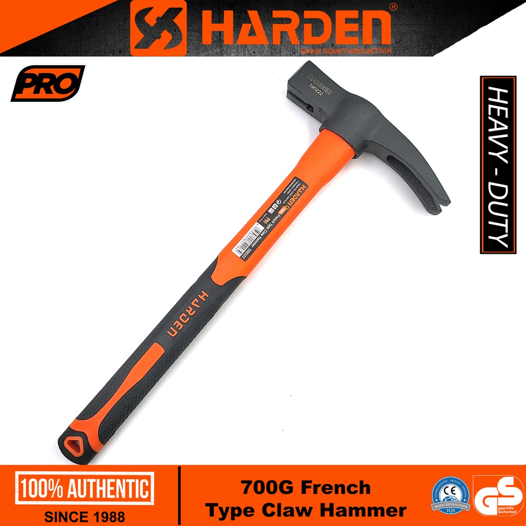 Harden 590222 700g Claw Hammer (Professional) Tools Heavy Duty Shopee