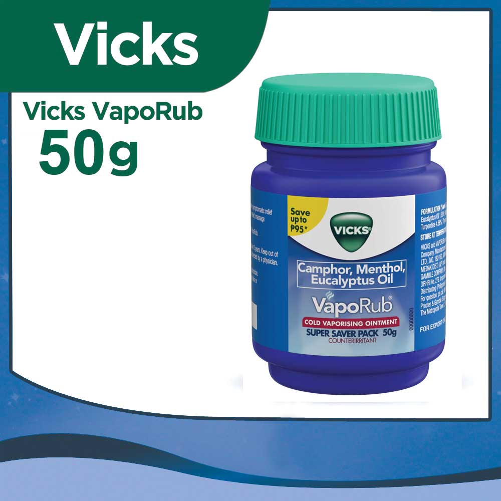 Vicks Vaporub 50G Cold Vaporising (Camphor, Menthol, Eucalyptus Oil ...