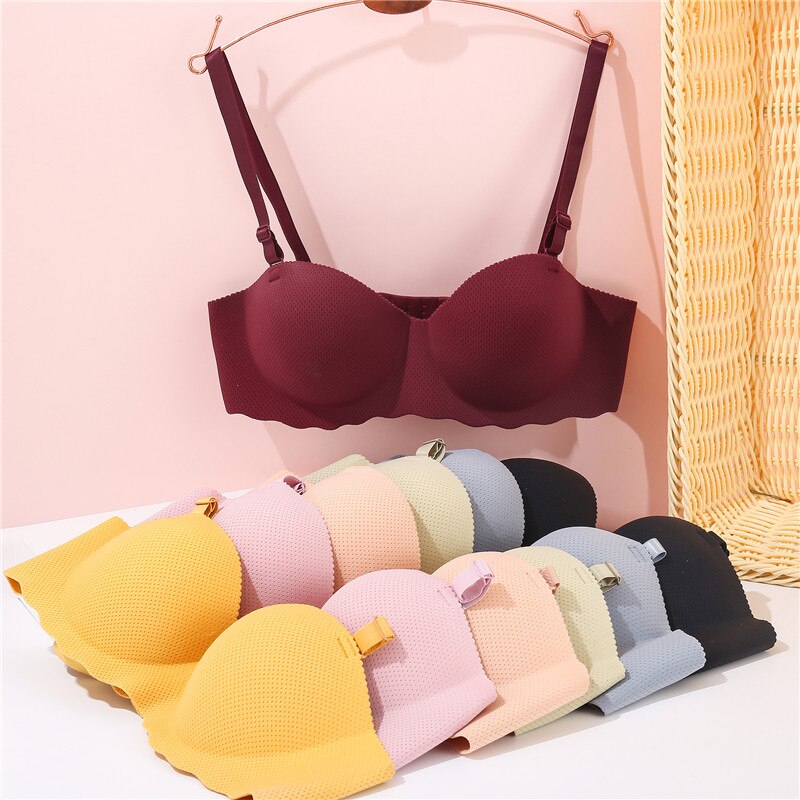 Push Up Bra Woman's Solid Color Fashion Bowknot Comfortable Hollow Out Bra  Underwear No Rims Best Wireless Bras for Women With Support on Clearance 