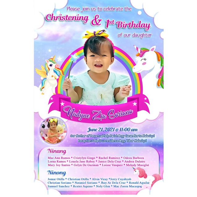 Unicorn Invitation Birthday Christening Shopee Philippines