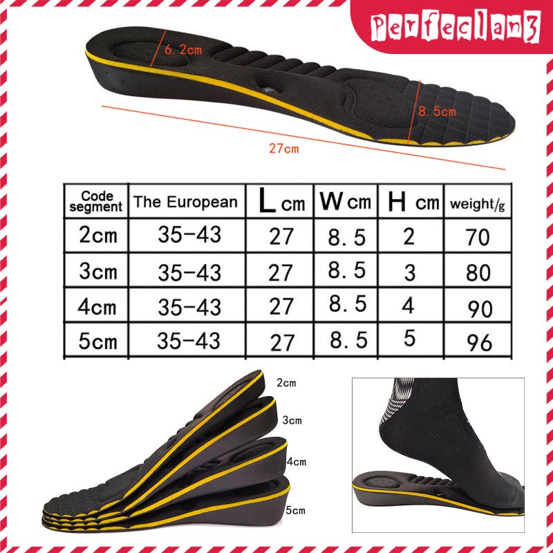 China！[In stock ] Height Insoles Elastic Comfort Taller Heel Inserts ...