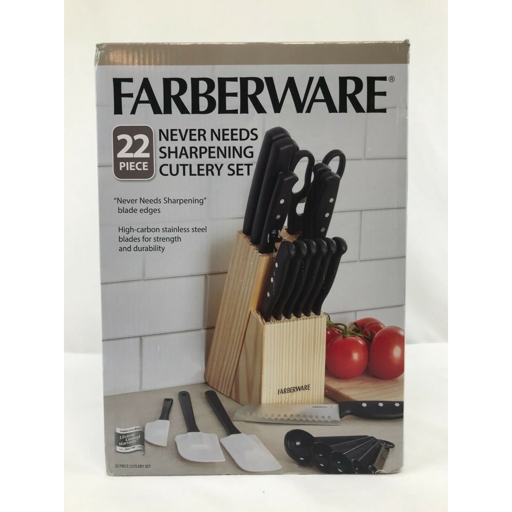 Farberware 22piece Never Needs Sharpening Knife Block Set Shopee