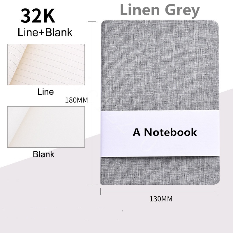 COD Linen Fabric Hardcover Notebook 260 Line Pages Sketchbook Students Writing Diary School