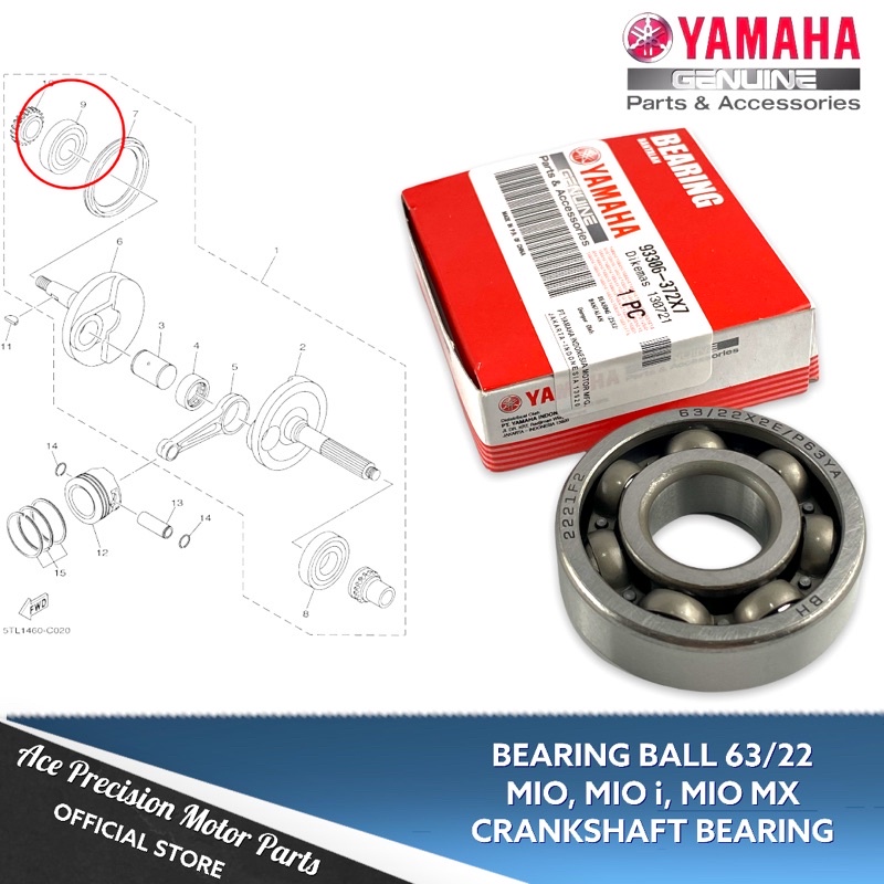BEARING BALL 63/22 (Crankshaft Bearing) MIO SOUL i125/SPORTY 93306