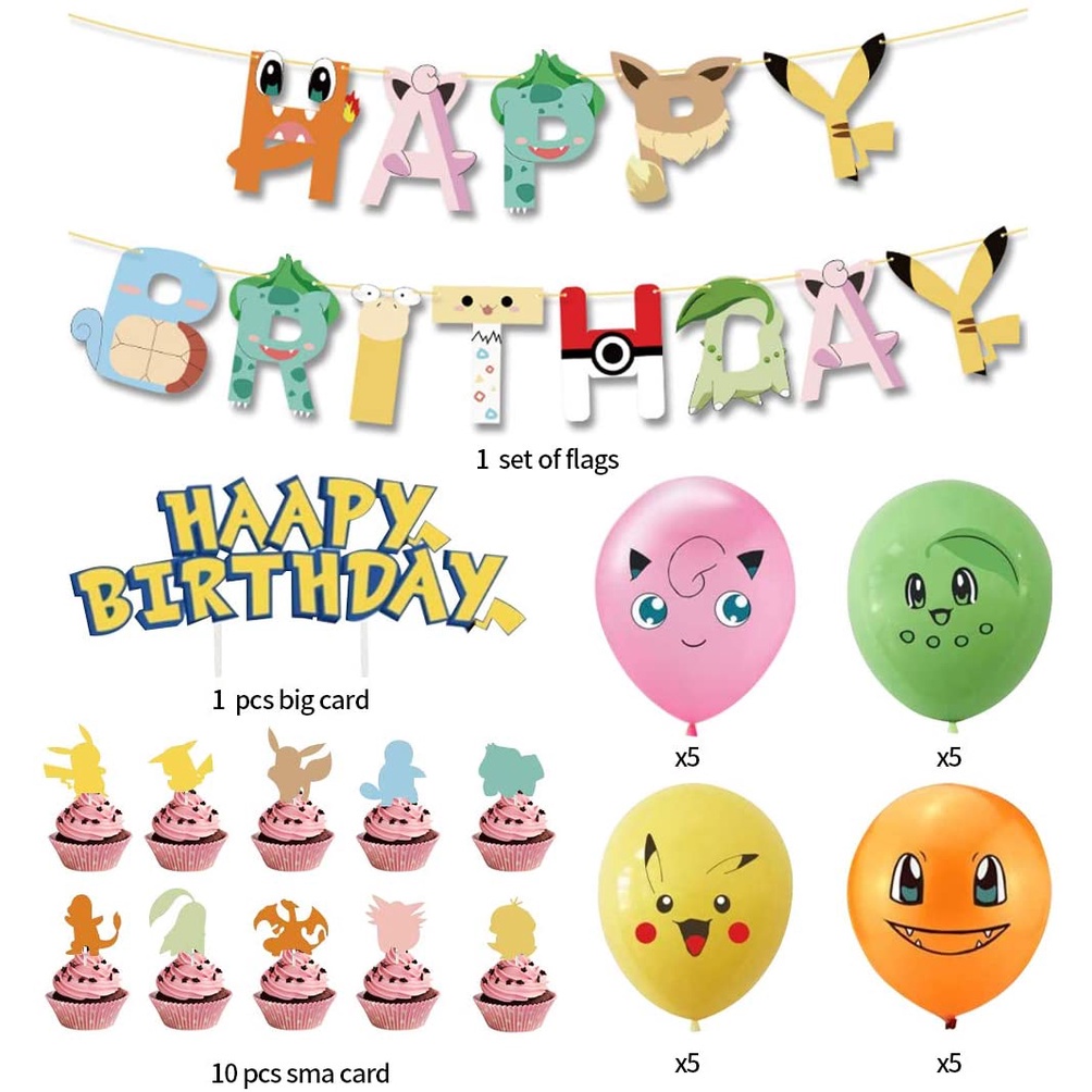 Pokemon Birthday Party Supplies Set, Pokemons Party Decoration Party