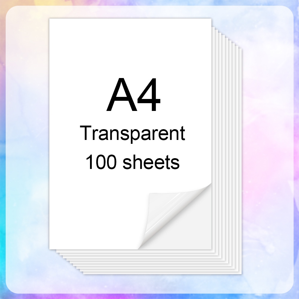 100 Sheets Transparent Vinyl Sticker A4 Paper Printable Vinyl Sticker