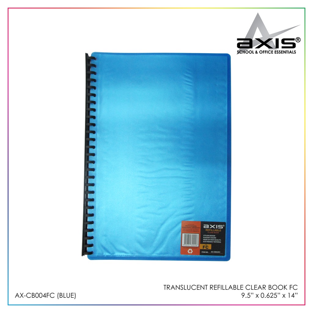 Clearbook Translucent Colored Long FC Folder Display Book Refillable 20 ...