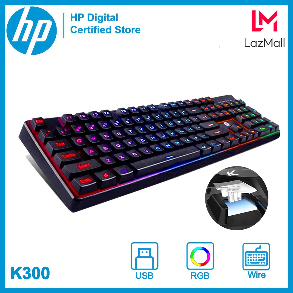 HP K300 Keyboard LED Light Backlit Wired USB Gaming Keyboard Black