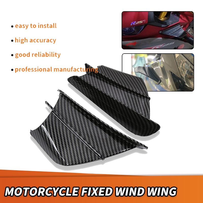 Universal Motorcycle Fairing Winglets – 2-Pack Carbon Fiber Look Side Spoilers, Self-Adhesive Aerodynamic Wing