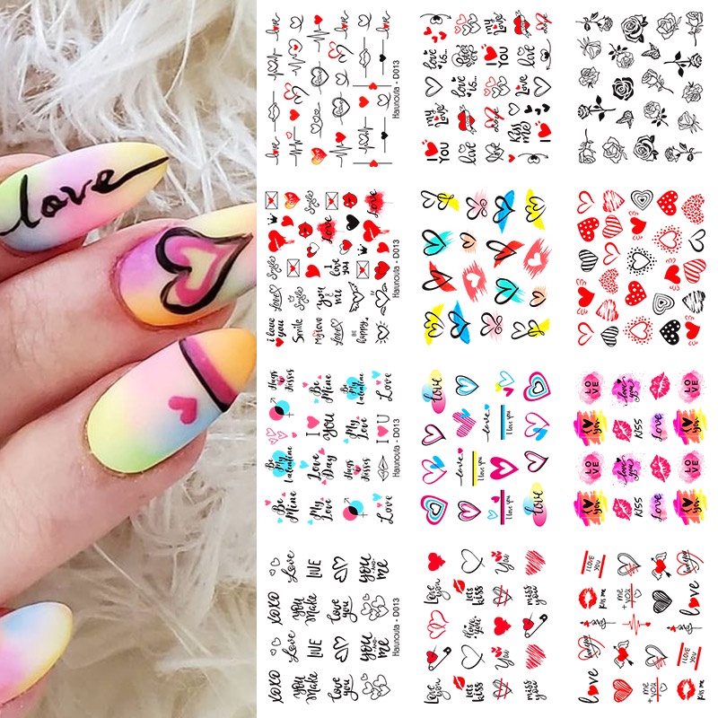 French Vine Flower Nail Water Decals Stickers Color Wave Line Image ...