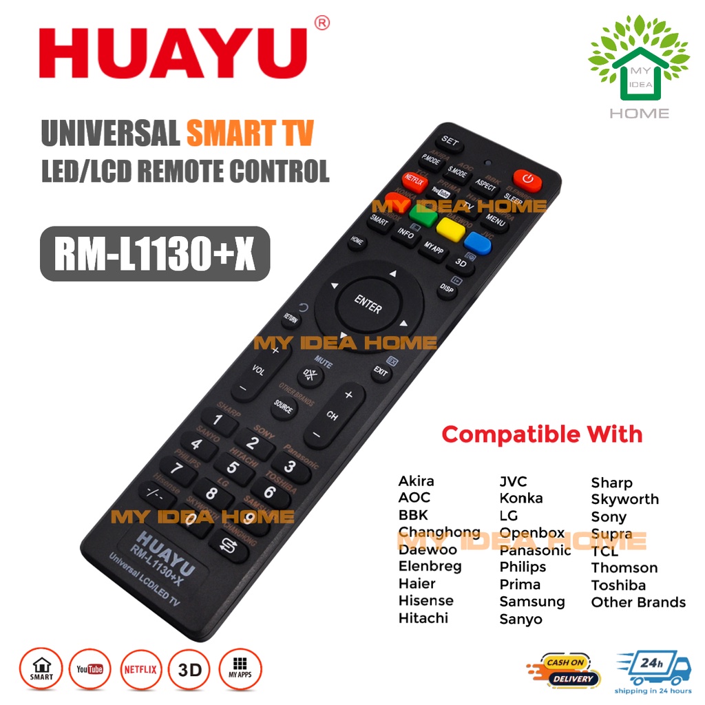 HUAYU RM-L1130+X UNIVERSAL LCD LED TV REMOTE CONTROL | Shopee Philippines