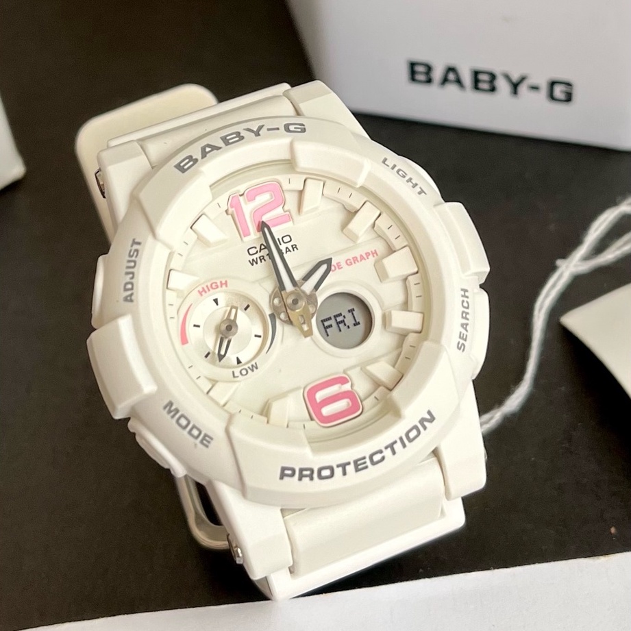 CLEARANCE SALE Casio Baby G BGA180BE 7B G Lide White and Pink Watch For Women