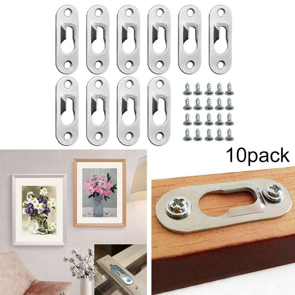 10X Heavy Duty Keyhole Picture Frame Hangers Two Hole Hanging Bracket