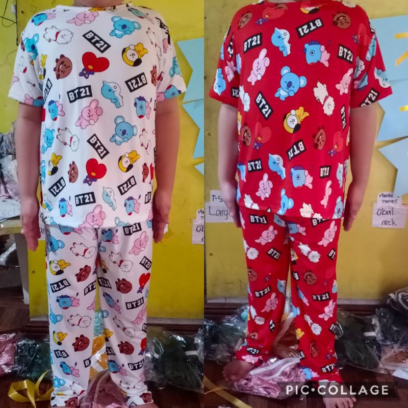 terno pajama kids BT 21 print unisex Shopee Philippines