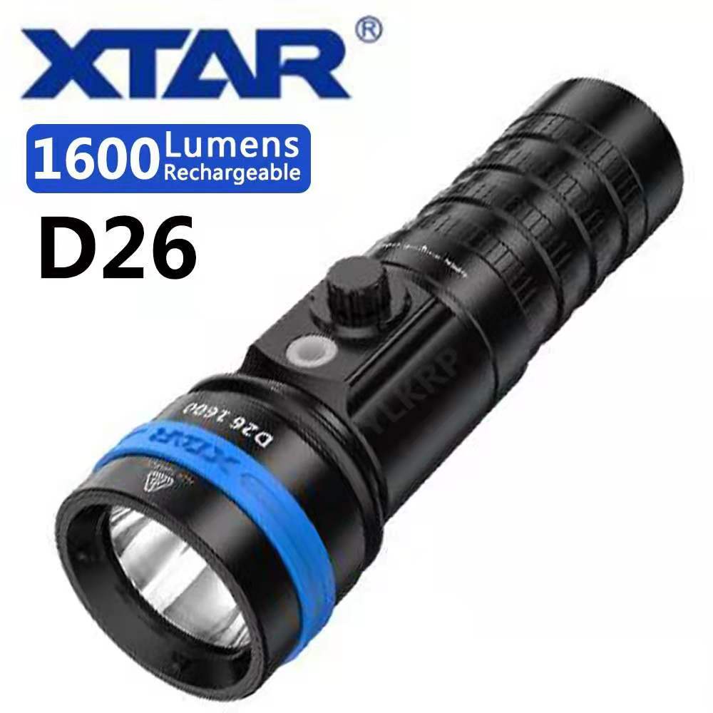 XTAR D26 1600 Lumen Scuba Diving Flashlight Dive Torch Underwater 100