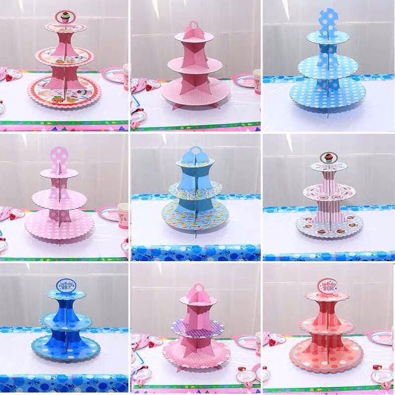 Three-layer Paper Folding Cupcake Stand Rack Pastry Cake Rack Children ...