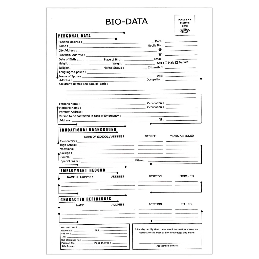 biodata form 8.5 x 13" | shopee philippines