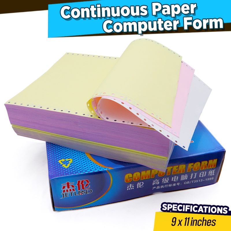 3 Ply Carbonless Continuous Computer Form 9.5 X 5.5 Inches Tear Off ...
