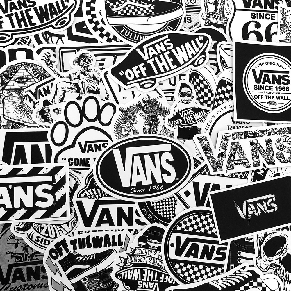Y&P 50pcs Black and White VANS Graffiti Waterproof Stickers Set