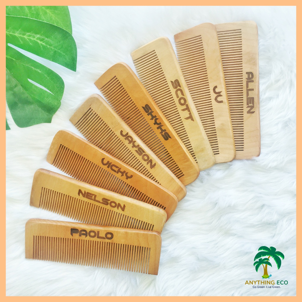 Personalized FLAT / RECTANGULAR Wooden Comb (FREE LASER ENGRAVE - NOT ...