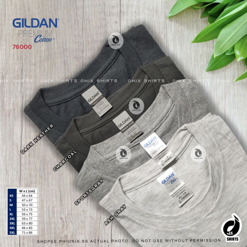 GILDAN 76000 Premium Cotton Plain Shirt (Charcoal,DarkHeather ...