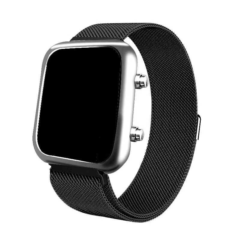 LED Screen Digital Watch Stainless Wristwatch Unisex