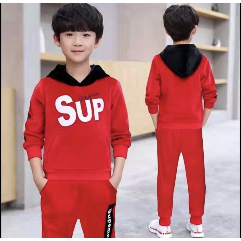 Boys Kids Supreme Sweatshirt and Pants Set jlh