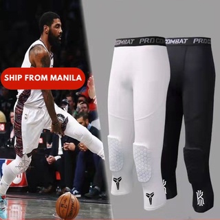 Men's Basketball Compression Padded Tights Three-Quarter Pants with Knee  Pads Ro