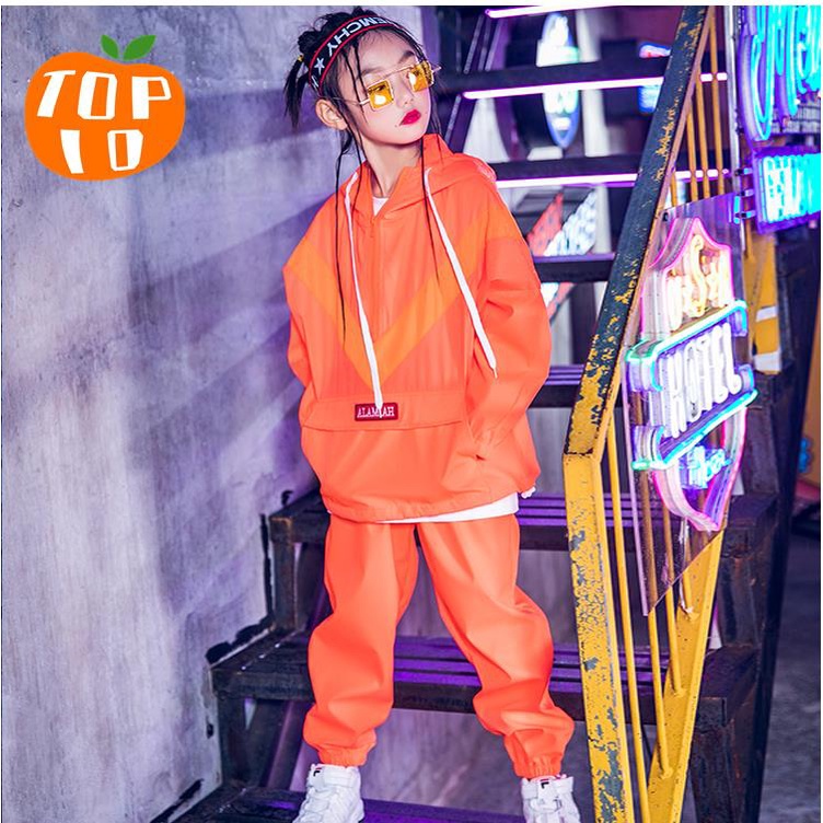 NO1 Hip Hop Clothes For Kids/Boy/Girl Neon Green Suit Long Sleeve