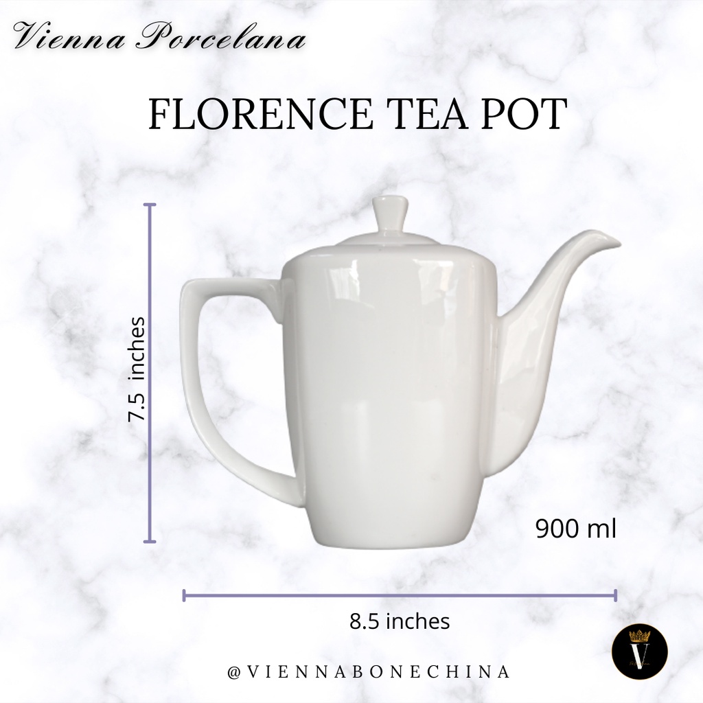 Florence Square White Teapot Porcelain luxury dinnerware Shopee