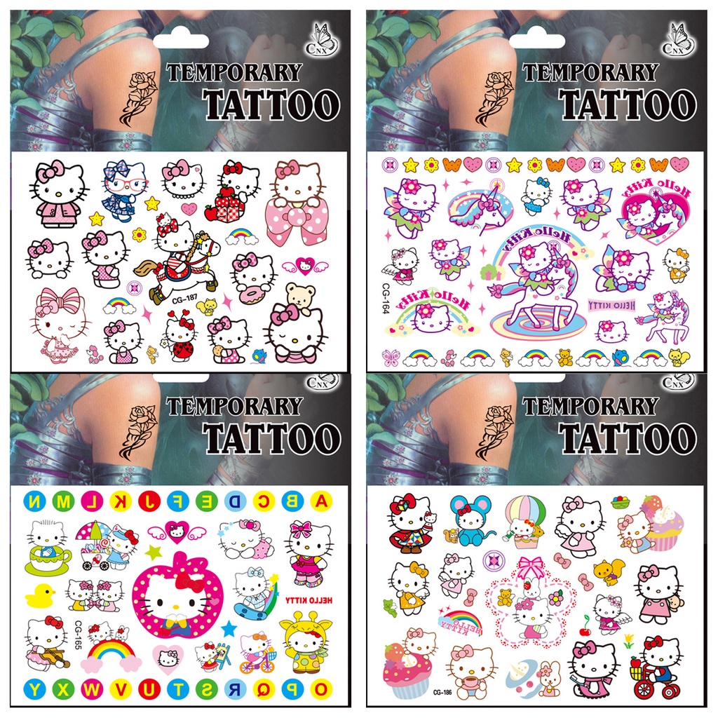 Kt Hello Kitty Tattoo Sticker Personality Environmentally Waterproof Temporary Tattoo Shopee