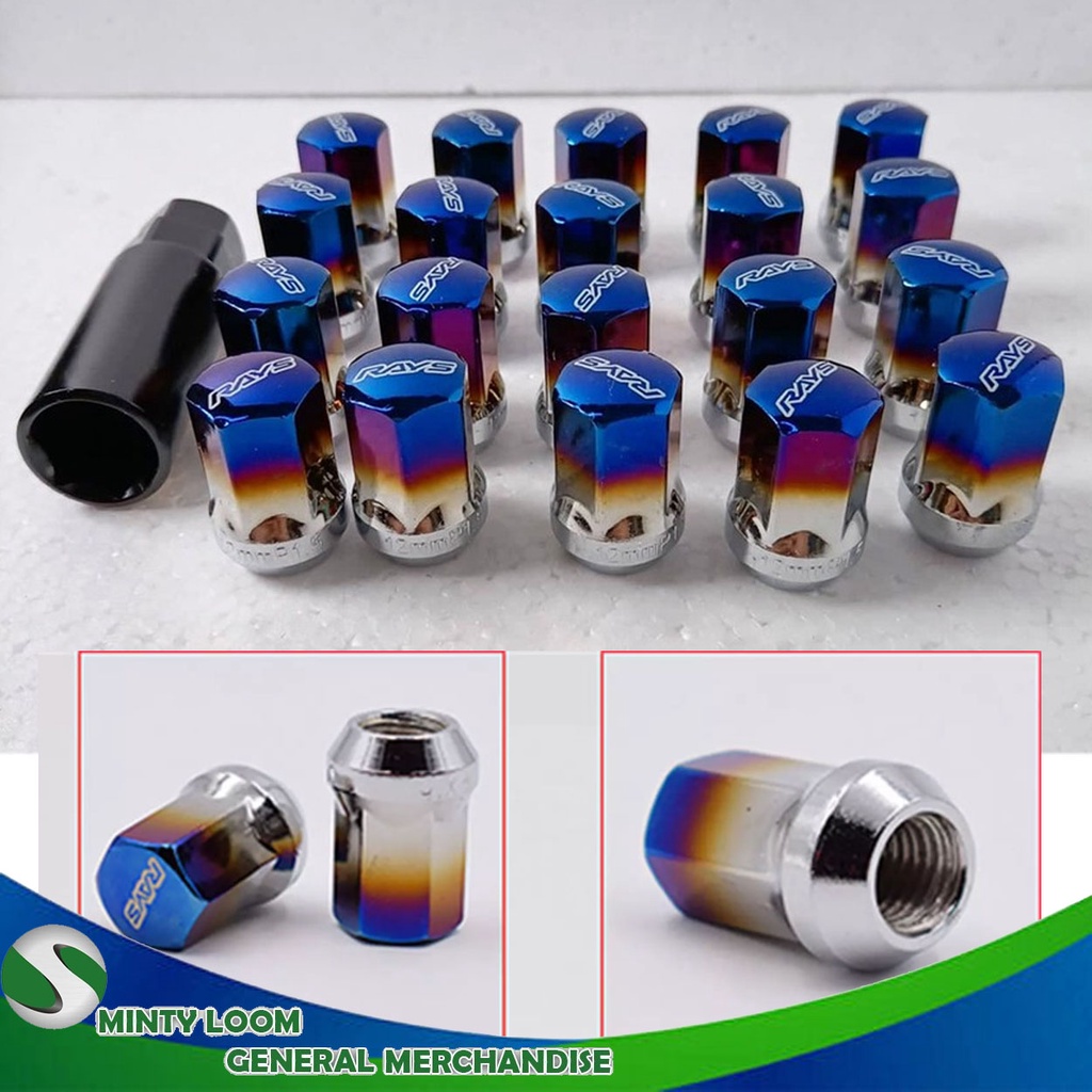 RAYS STEEL Titanium Blue Lug Nuts M12X1.5 32mm Universal Car Racing
