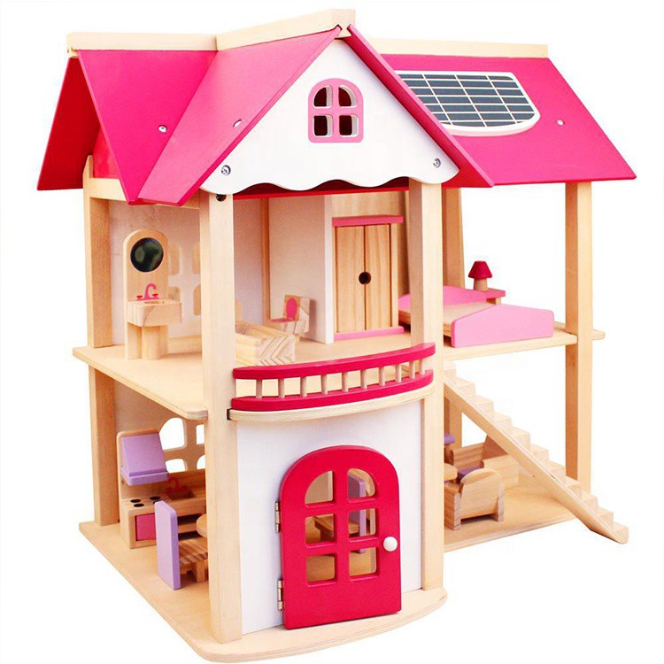 JIVE Minimalist Wooden Pink Doll House with Furniture Pretend Play Shopee Philippines