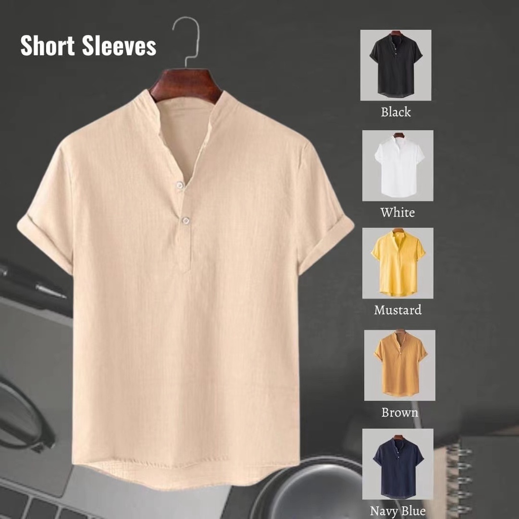 Lucky T1050 Chinese collar men's short-sleeved cotton shirt Polo Shirt ...