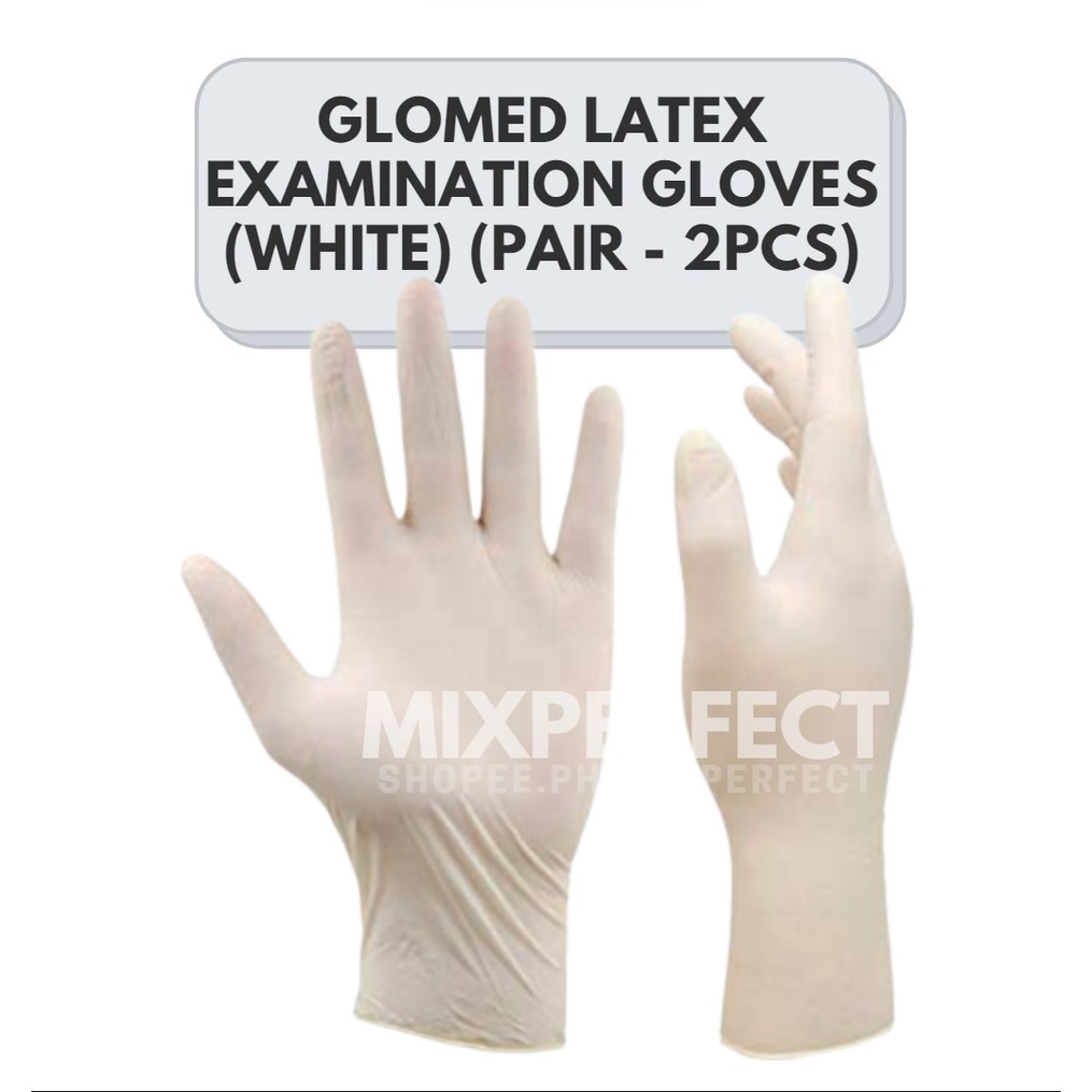 Glomed Latex Examination Gloves (White) (Pair 2pcs) Shopee Philippines