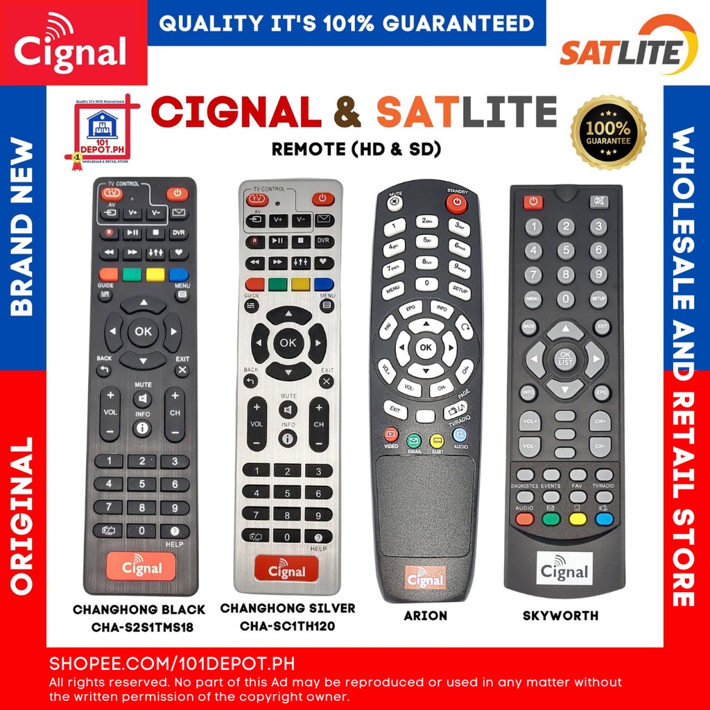 CIGNAL & SATLITE Remote | Shopee Philippines