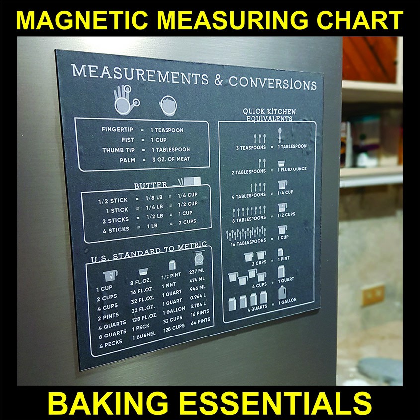 Handy Blue Kitchen Conversion Chart Magnet Food Measurement