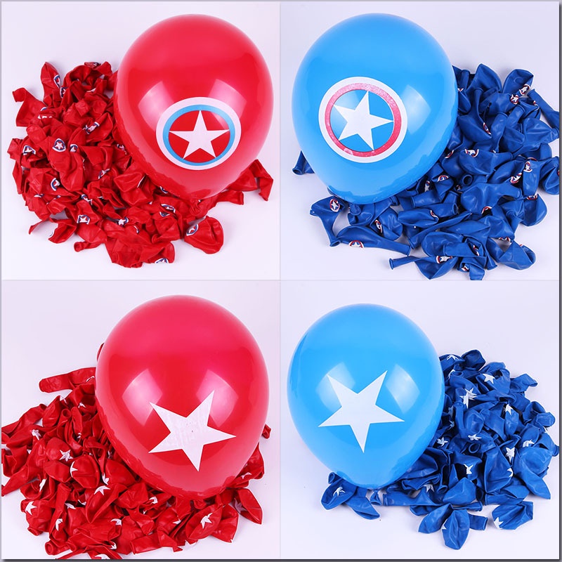 10pcs Captain America Shield Pentagram Balloon Red Blue Latex Balloons