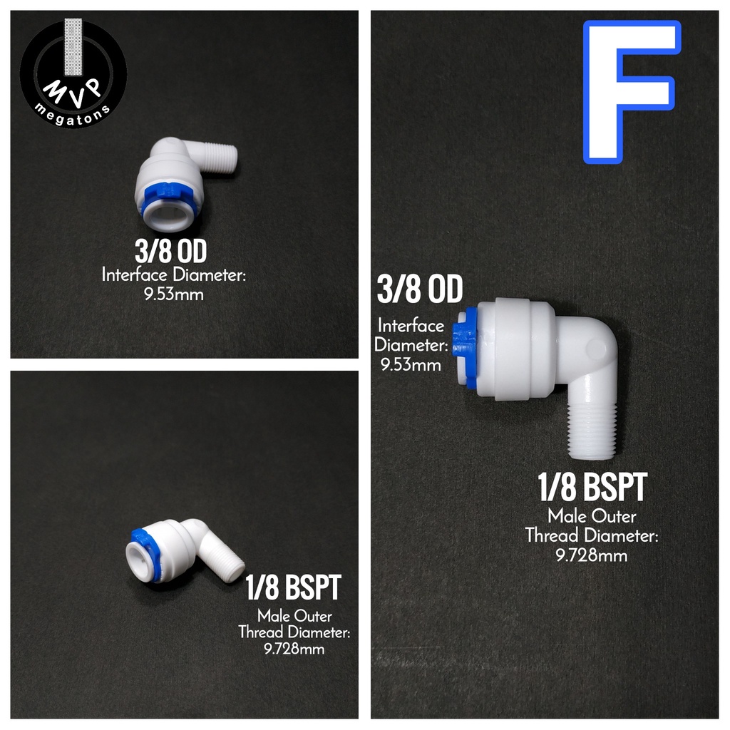 RO Fittings Elbow Male Adapter BSPT Quick Connect 1/4OD 3/8OD Reverse ...