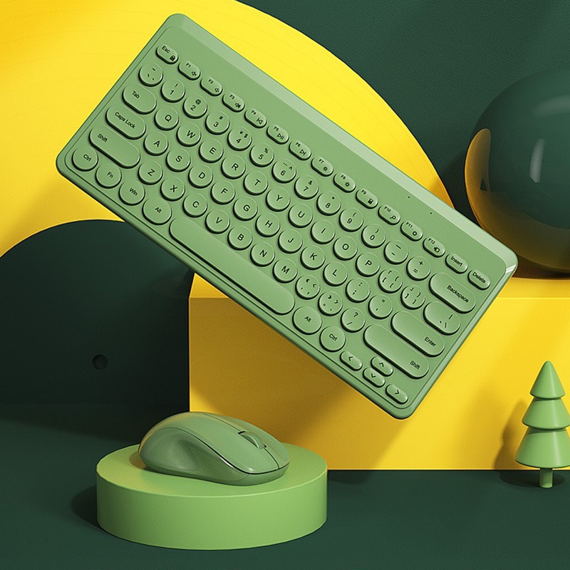 Universal Wireless Keyboard Mouse Set Portable 79 Keys Colorful Gaming