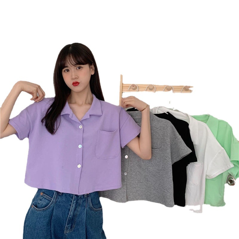 rising star korean fashion Baggy short sleeves neck crop top loose t shirts for women crop top