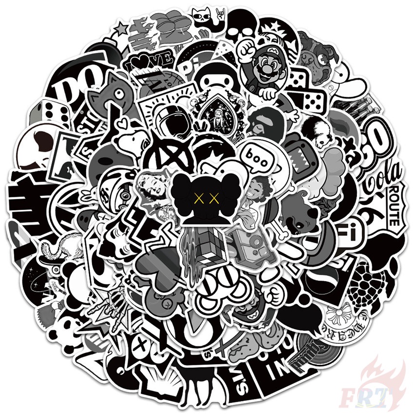 100pcs Set Classical Black And White Fashion Brand Series A Stickers