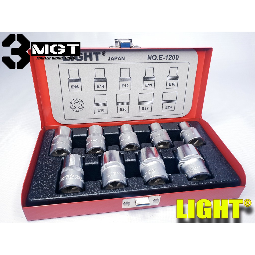 Light Japan 9 Pcs. Star E Socket Set 1/2