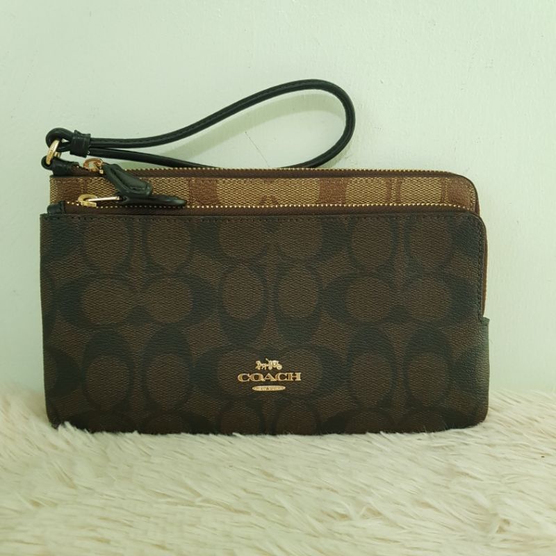 Coach large discount double zip wristlet